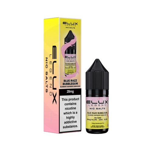 Blue Razz Bubblegum Elux Legend Nic Salt 10ml e-liquid bottle