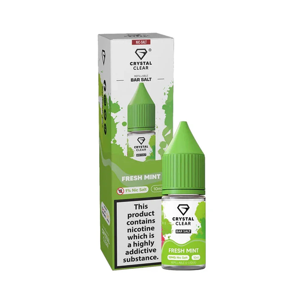 Crystal Clear Bar 10ml Nic Salt E Liquid - Fresh Mint
