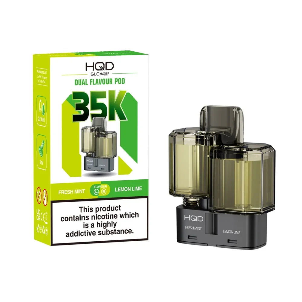 HQD Glow Air 35K 2-in-1 Prefilled Pods - Fresh Mint / Lemon Lime