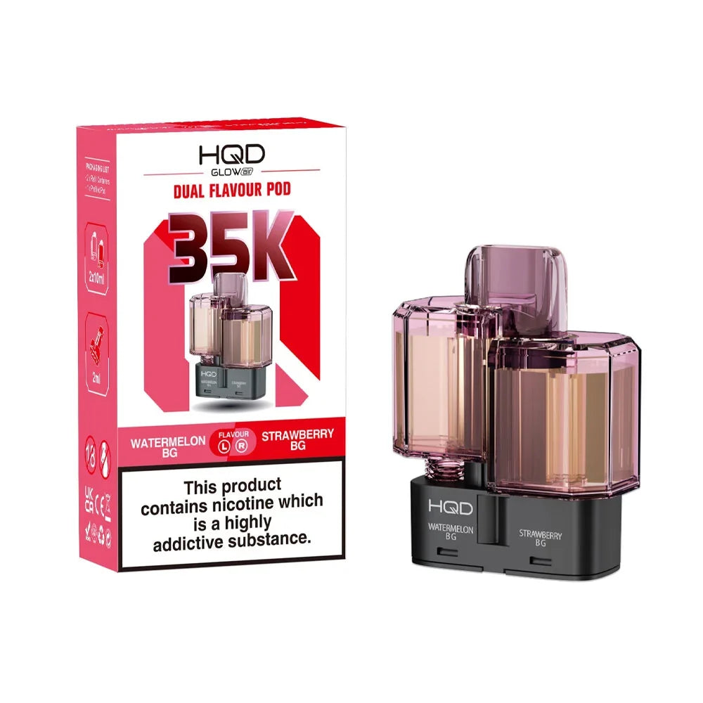 HQD Glow Air 35K 2-in-1 Prefilled Pods - Watermelon BG / Strawberry BG