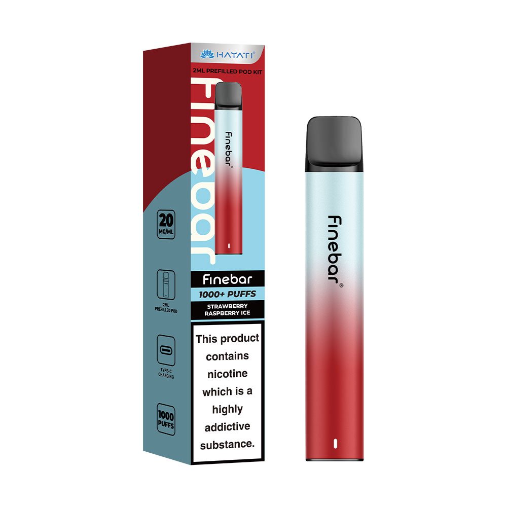 Hayati Finebar 1000 Puffs Prefilled Pod Kit - Strawberry Raspberry Ice