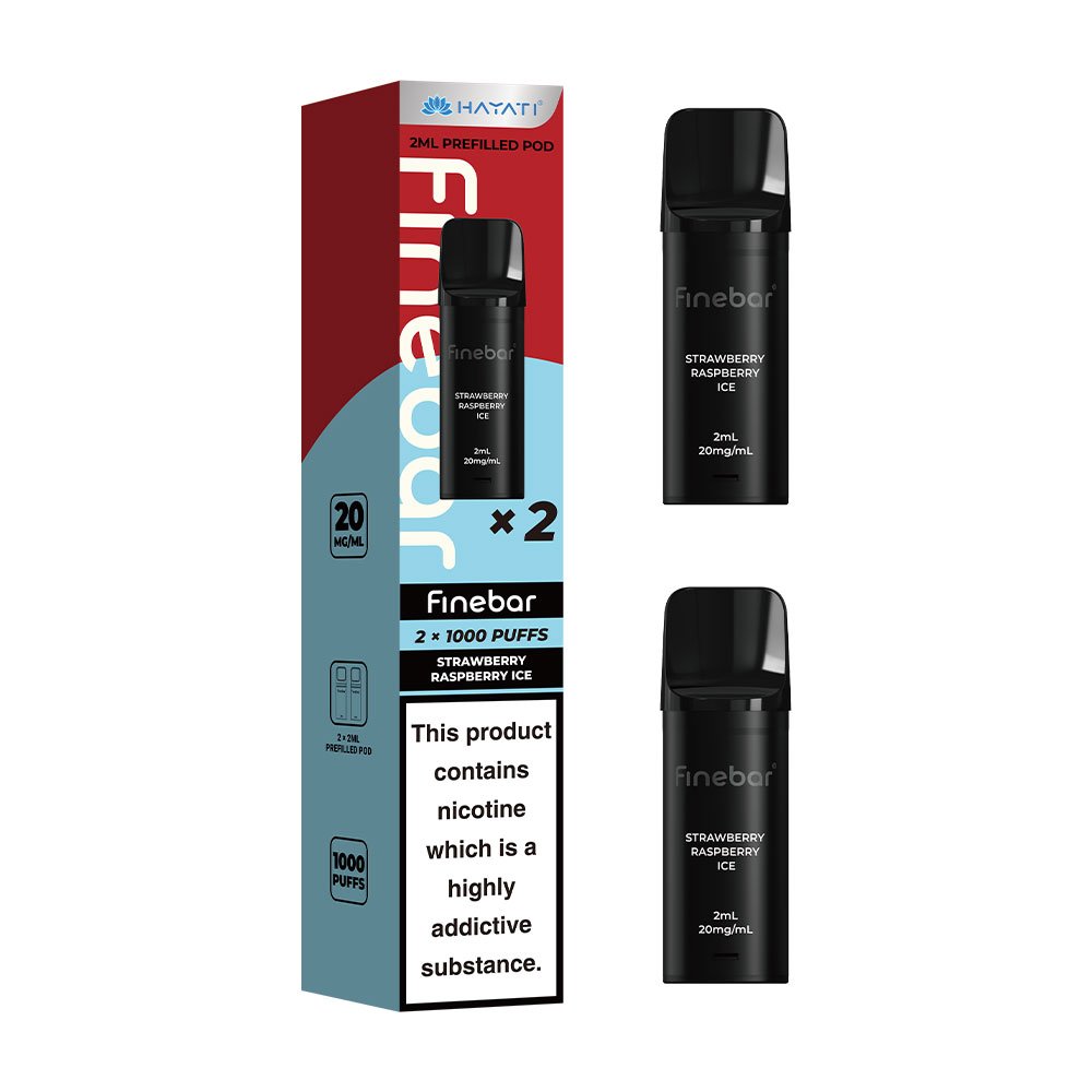 Hayati Finebar 1000 Puffs Prefilled Pods (Pack of 2) - Strawberry Raspberry Ice