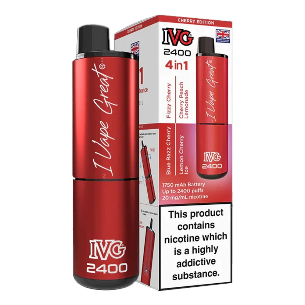IVG 2400 4 in 1 Rechargeable Prefilled Pod Kit - Cherry Edition