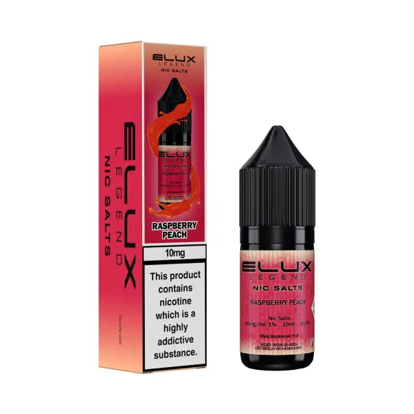 Raspberry Peach Elux Legend Nic Salt 10ml e-liquid bottle