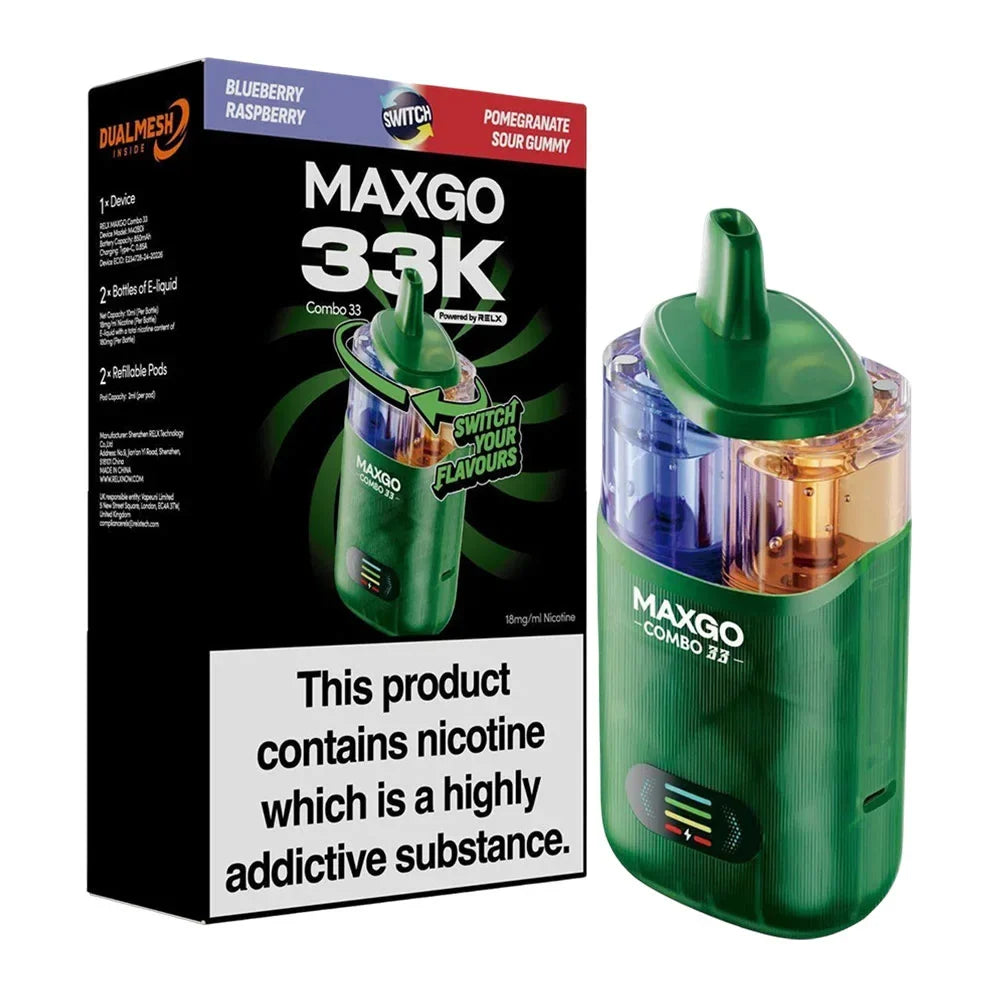 RELX Maxgo 33K Prefilled Pod Kit - Blueberry Raspberry Pomegranate / Sour Gummy