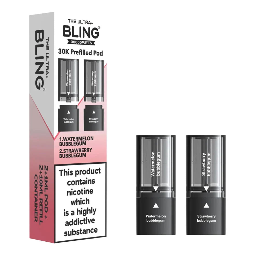 The Bling Ultra Plus 30K Prefilled Pods - Watermelon Bubblegum / Strawberry Bubblegum